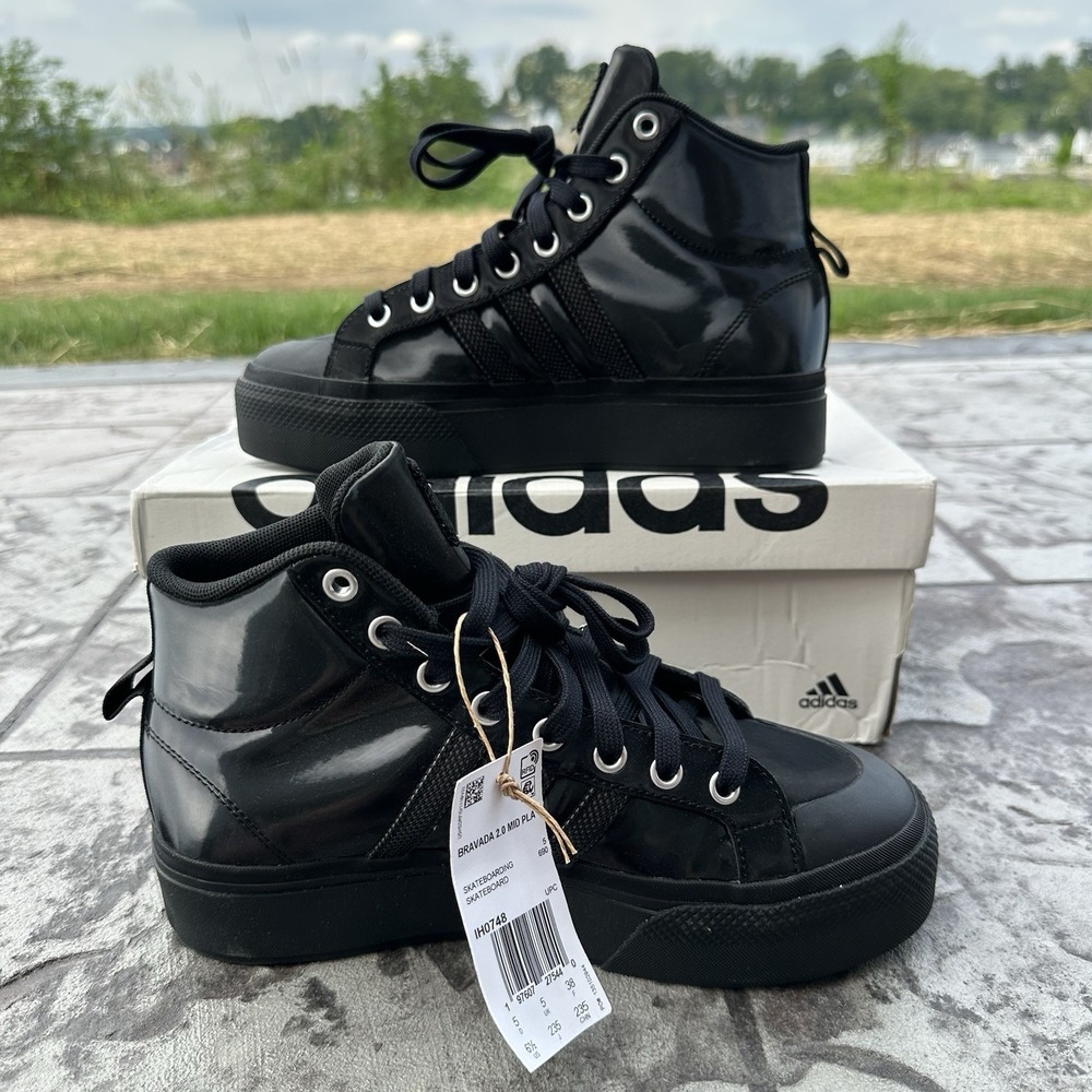 NEW Adidas Women's 6.5 Grunge Bravada 2.0 Shoes Mid Platform Black Chain Sneaker - Picture 5 of 7